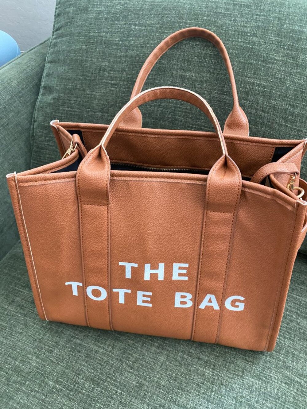 The Tote Bag Marc Jacobs Inspired Vegan Leather Tote Camel Crossbody Satchel - Picture 3 of 15